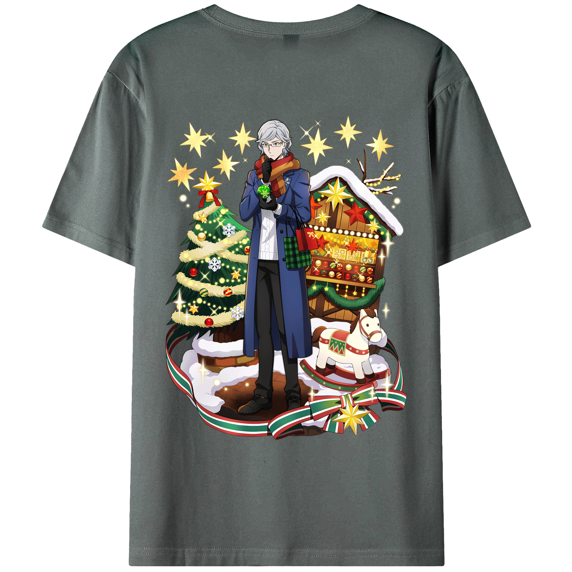 （画像用） 文豪ストレイドッグス Bungo Stray Dogs 綿100％ メンズ半袖Tシャツ（バックプリント） 通気性